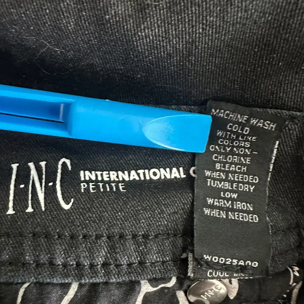 Inc Womens Jeans Sz 4P Black Low Rise Distressed Skinny Grunge Goth Punk VGUC